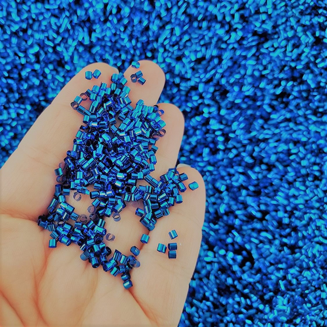 Pärlor Iridescent 113252-2 Bingsu Beads - Mellanblå